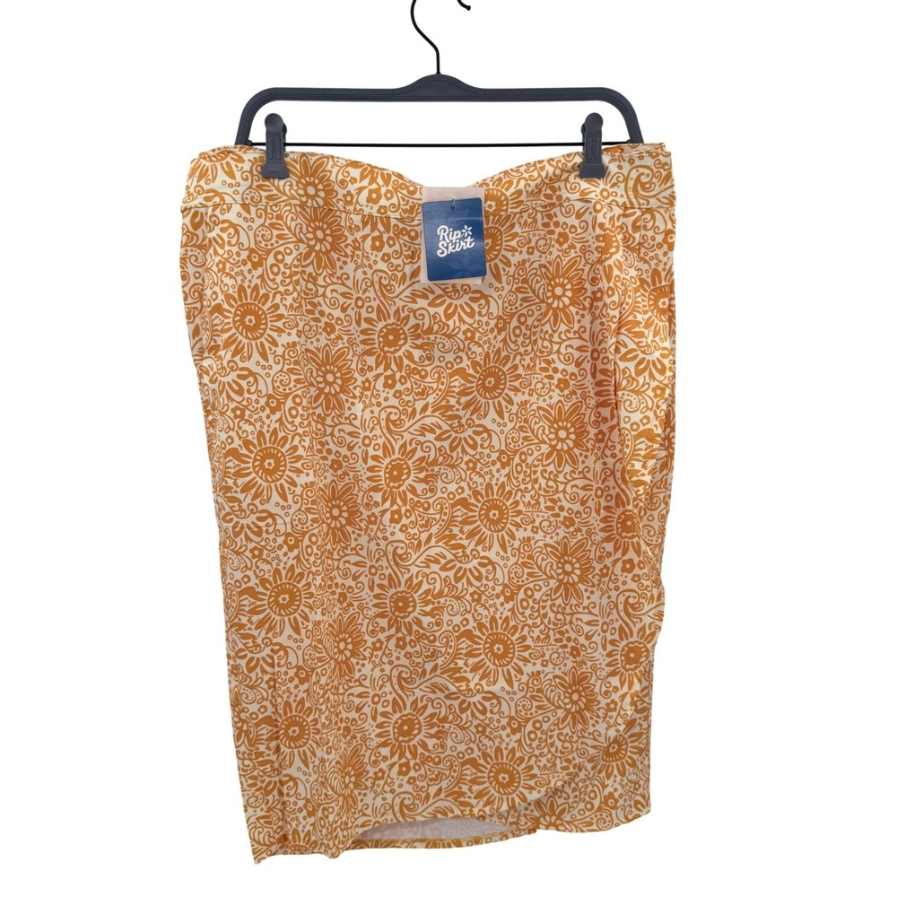 RipSkirt Hawaii Tuscan Sunflower Wrap Skirt Orange Floral XL New With Tags
